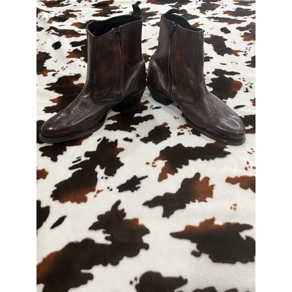 Laredo Mens Side Zipper Western Boots Round Toe Brown Leather Upper Size 10.5EW - Picture 5 of 8
